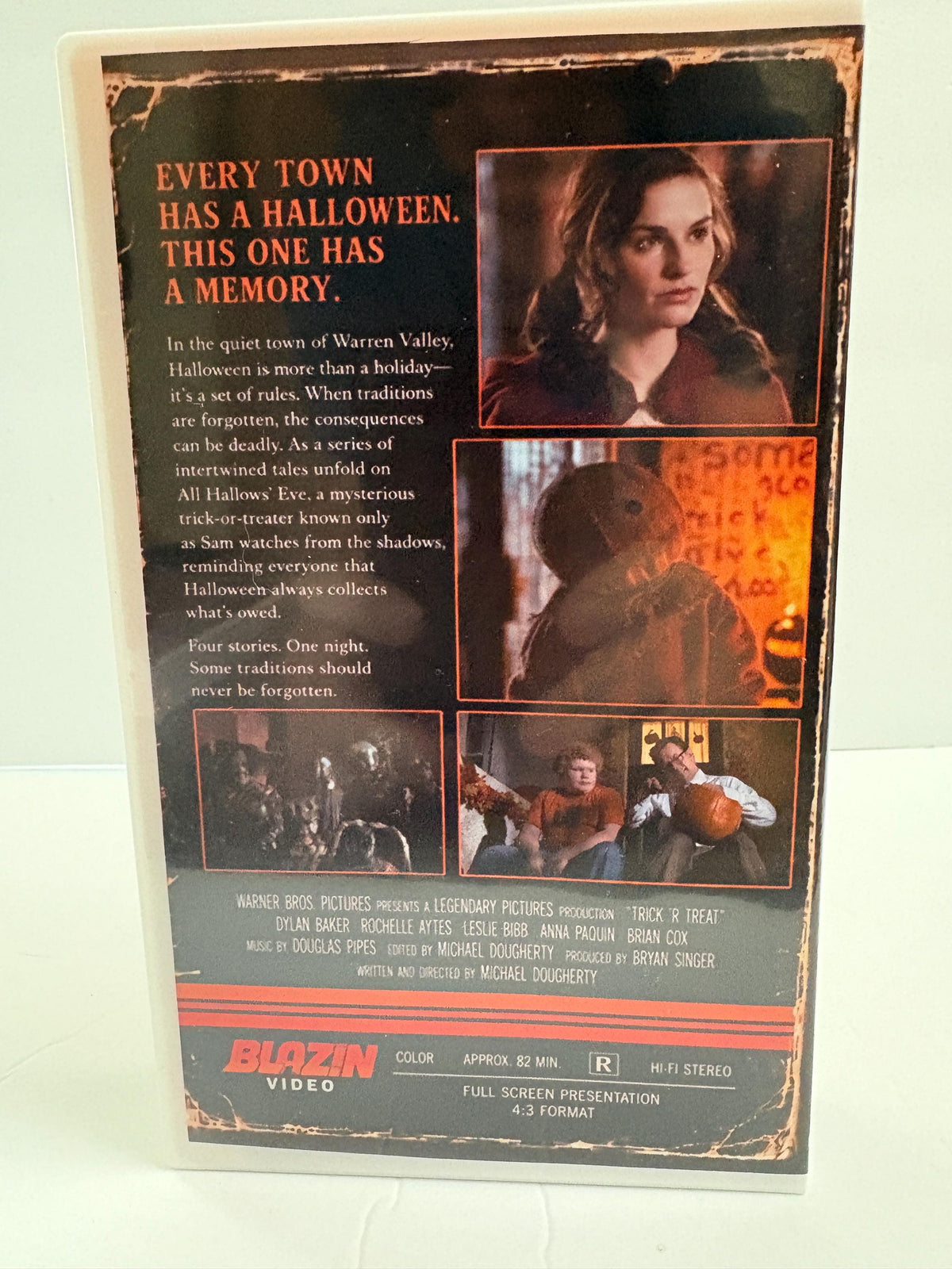 Trick ’r Treat VHS – Orange Tape – School Bus Massacre Cover Edition – Halloween Horror Custom Retro VHS – Full Screen 4:3