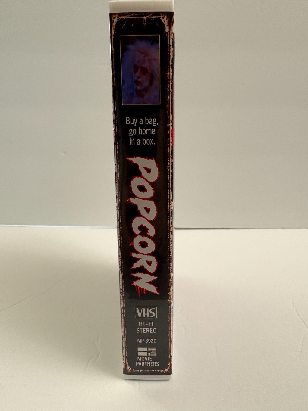 Popcorn 1991 VHS – Custom White Tape – Cult Horror Movie – Retro Video Store VHS Collector Clamshell Edition