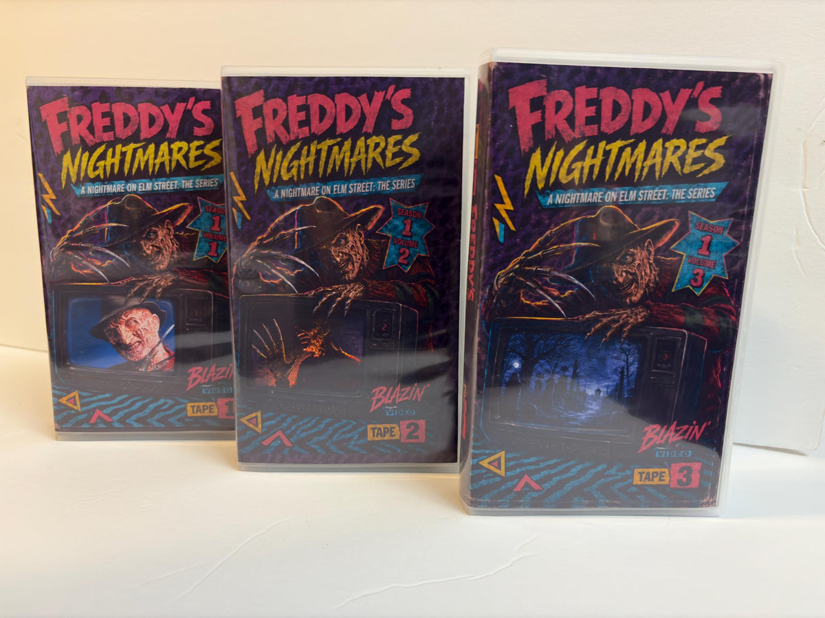 Freddy’s Nightmares Season 1 Custom VHS Set | 3 Tape Horror TV Collection | Volumes 1-3 | Retro 80’s Punk Edition