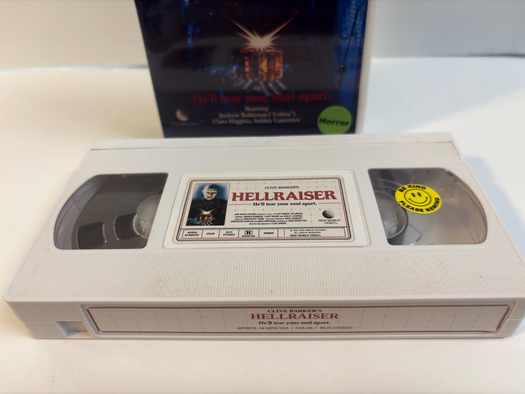 Hellraiser 1987 Custom White VHS | Clive Barker Horror | Pinhead VHS | Retro Horror Collector Edition | Clamshell