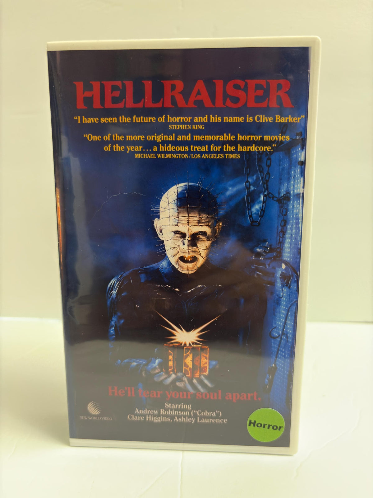 Hellraiser 1987 Custom White VHS | Clive Barker Horror | Pinhead VHS | Retro Horror Collector Edition | Clamshell