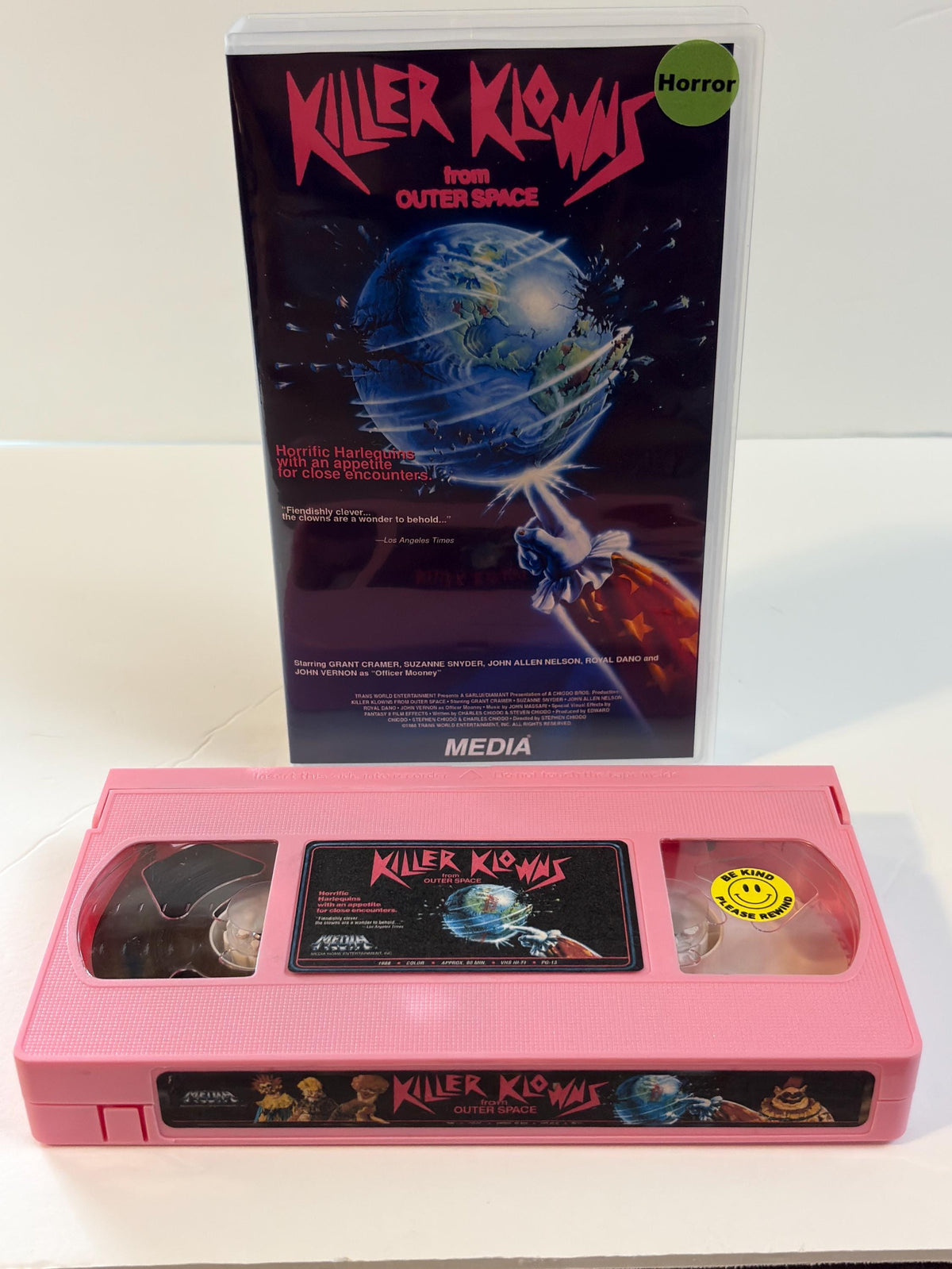 Killer Klowns from Outer Space Custom VHS Tape | Cotton Candy Pink Shell Horror VHS | Cult Sci-Fi Horror Collector Edition